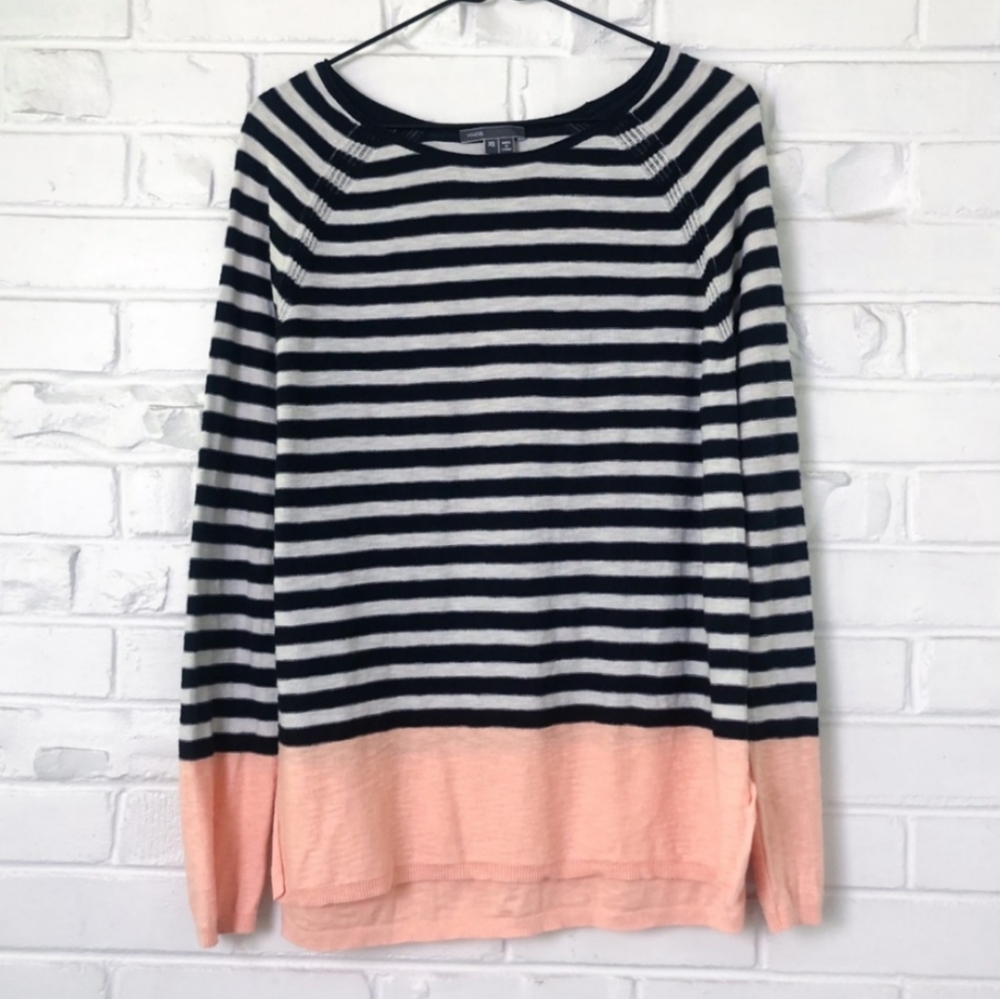 VINCE Striped Colorblock Long Sleeve Tee XS